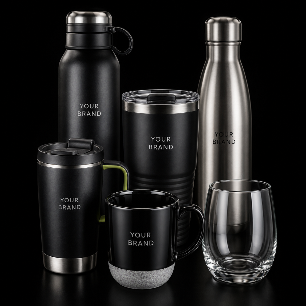 mugs, flasks